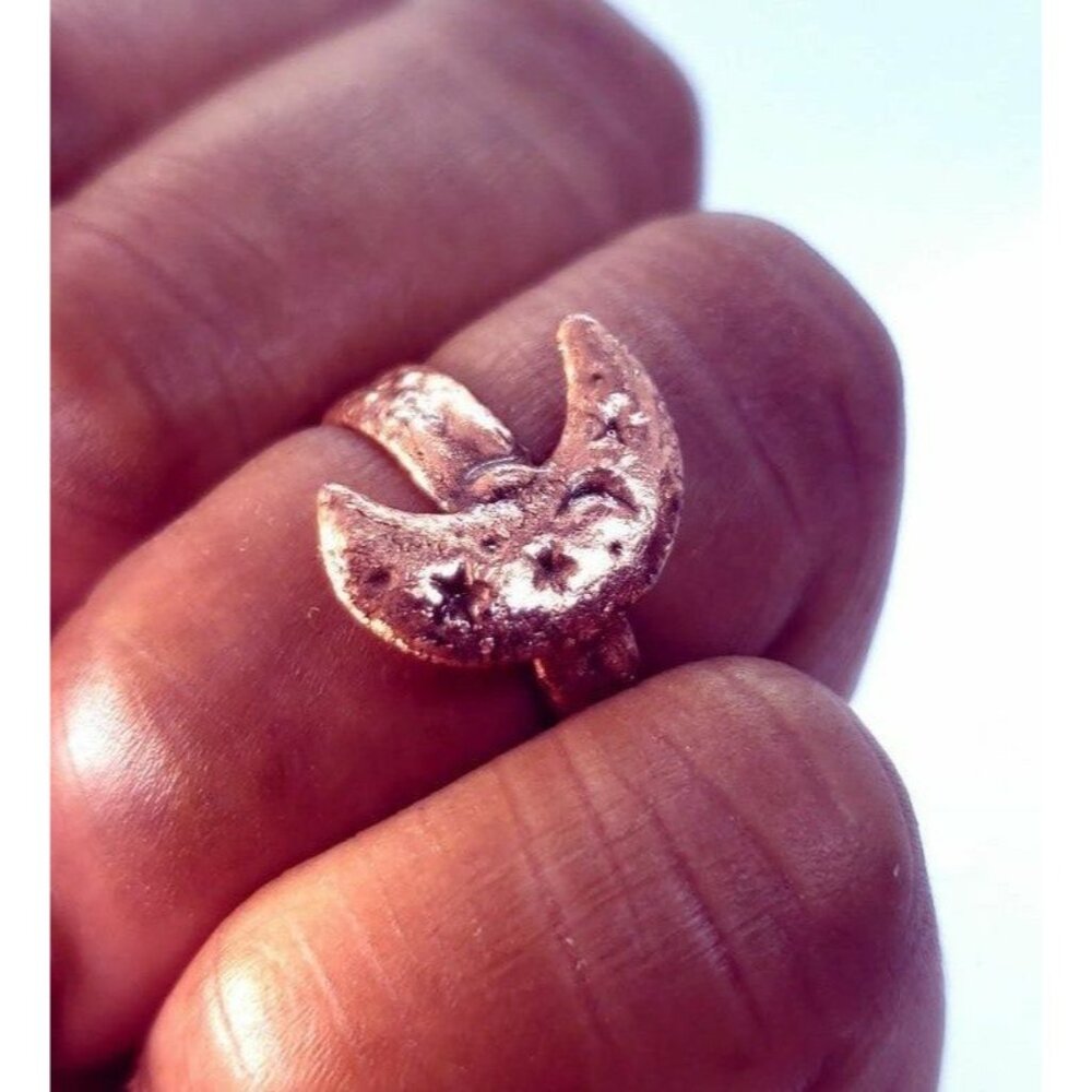 Copper moon ring size 6 - Picture 1 of 12